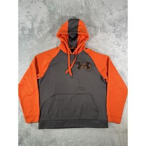 Under Armour Hoodie Womens Large Grey Orange Hooded Sweatshirt